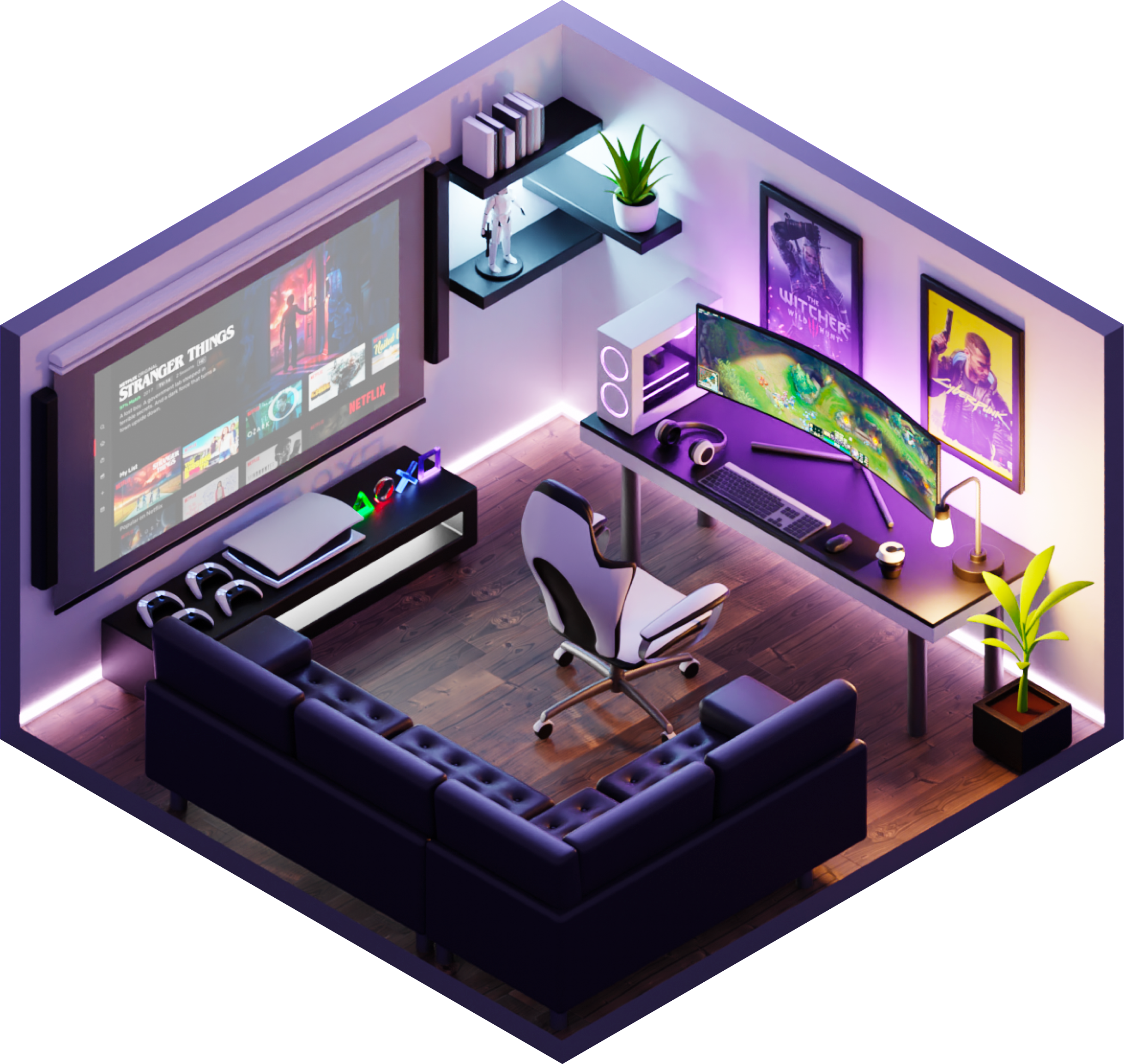 3d image of a gamer setup